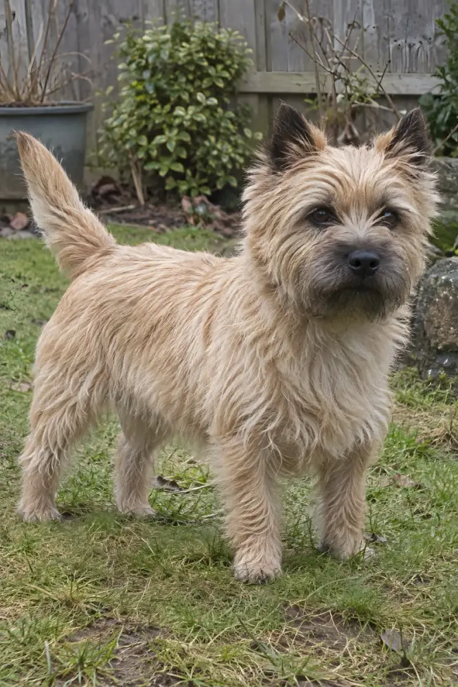 Cairn Terrier nel giardino di casa